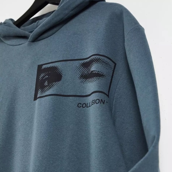 ASOS Collusion Slate Grey Oversized Graphic Pocket Hoodie - size 20 NWOT - Picture 6 of 6